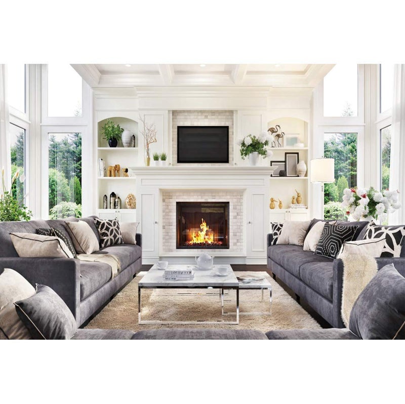 DASHAN 8x6.5ft Living Room Backdrop Xmas Fireplace Meeting Home Office Backdrop for Video Recording Modern House Interior Window Photography Background House Photo Props - Image 2